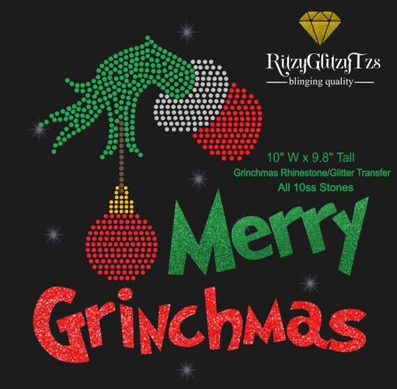 Merry Christmas Grinch Rhinestones/Vinyl Transfer