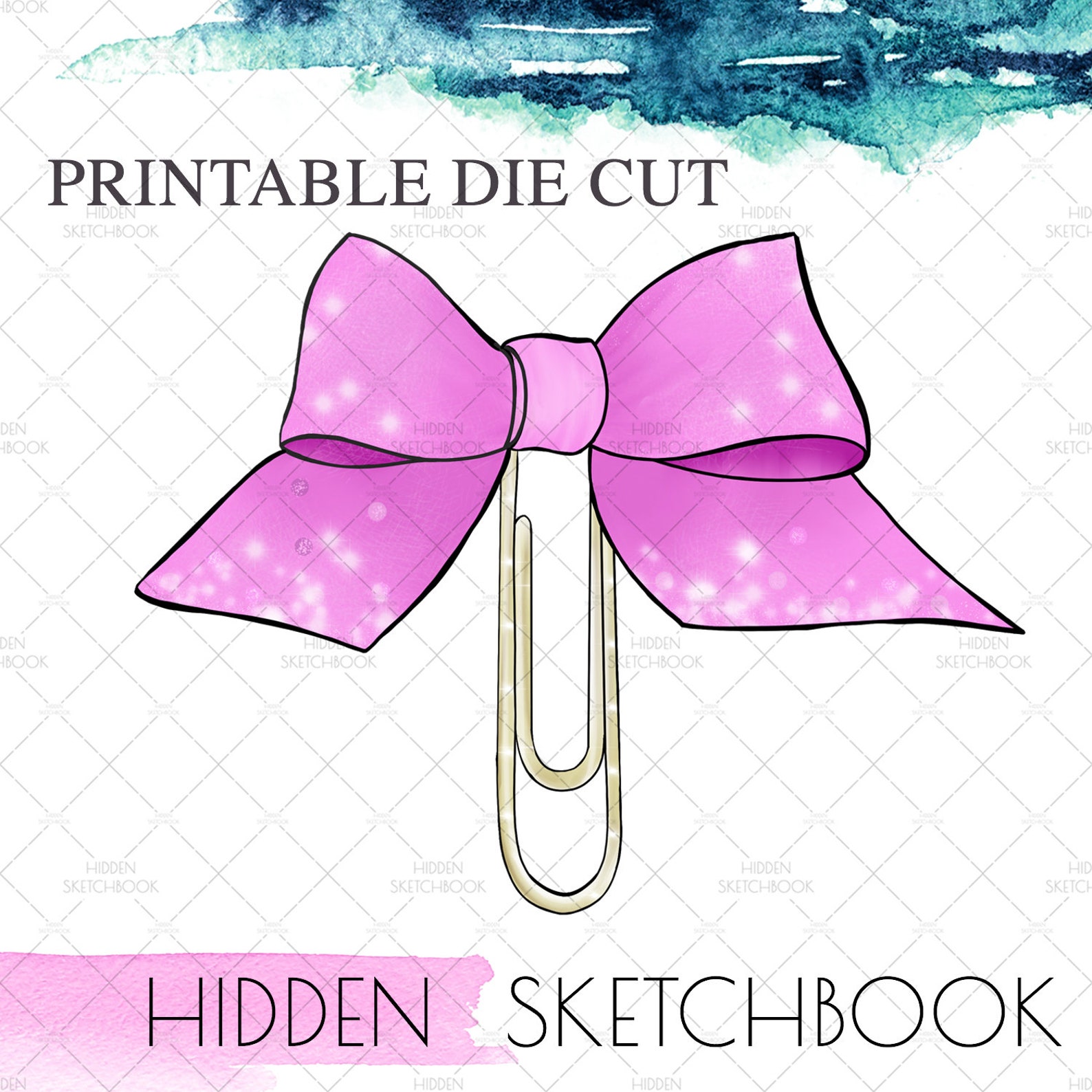 PRINTABLE DIE CUTS. Cute Planner Pink Bow Clip Download Die Cut Etsy