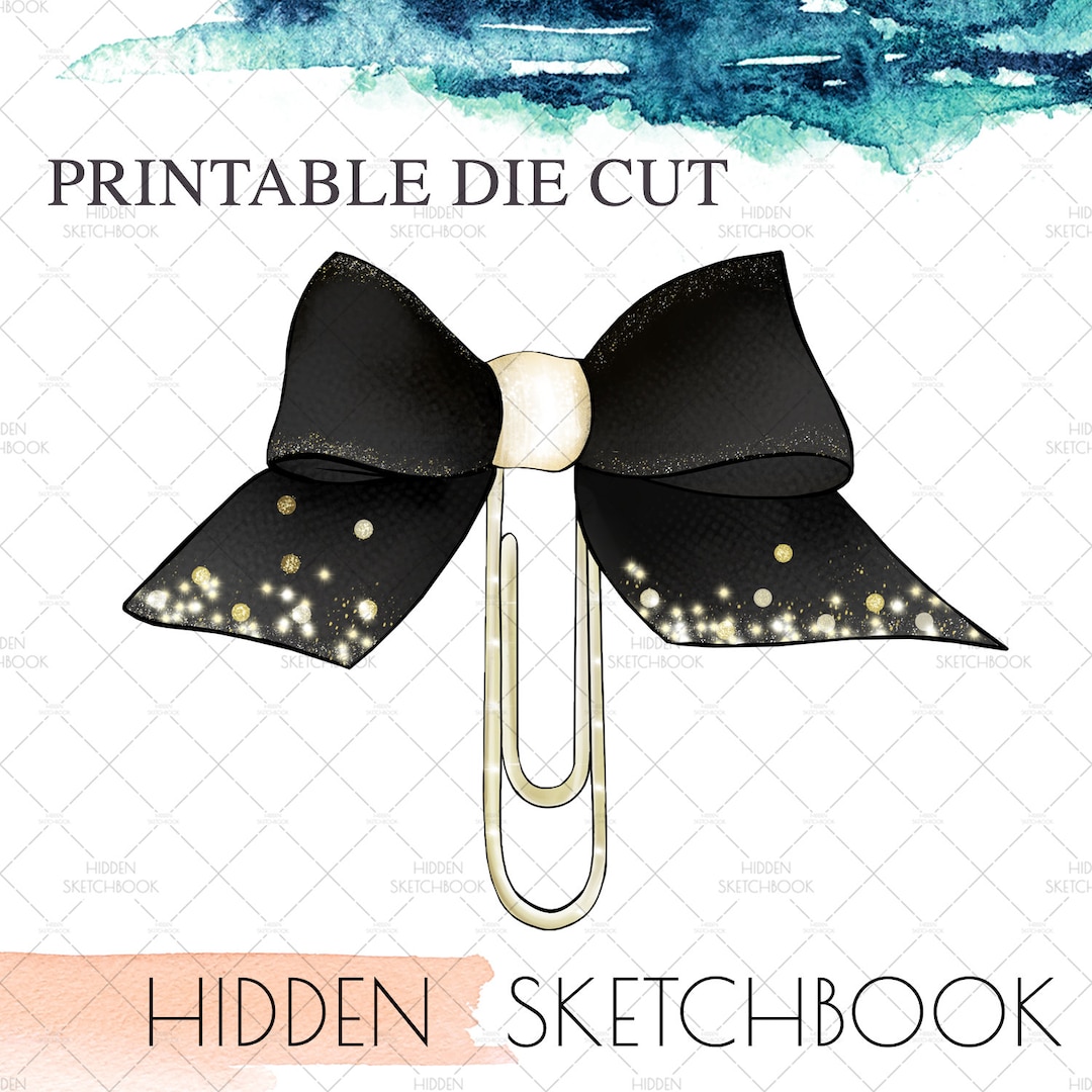 PRINTABLE DIE CUTS. Cute Planner Black Bow Clip Download Die - Etsy