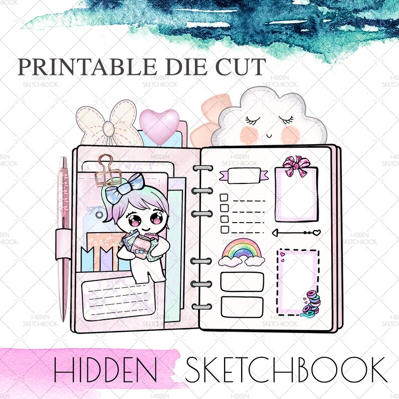PRINTABLE DIE CUTS. Cute Pink Planner Download Die Cut Kawaii Planners ...