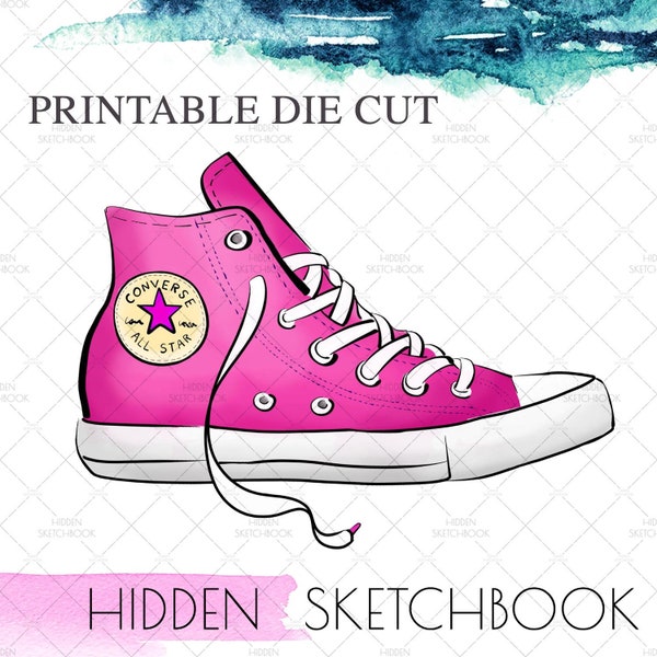 PRINTABLE DIE CUTS. Cute pink converse trainer download die cut