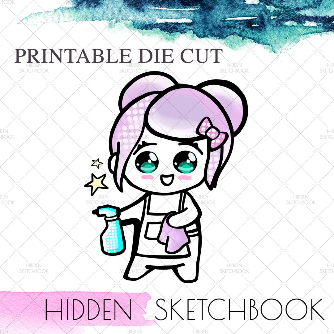 PRINTABLE DIE CUTS. Cute Cleaning Girl Download Die Cut - Etsy
