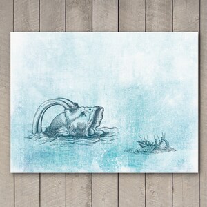 Forlorn Travelers Print / Fabelhafte Meeresbewohner / Alte Karte Monster / Mittelalterliche Tiere / Geschenke für Kinder / Art from Maps