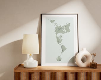 World Terrain Map Wall Art / Fuller Topographical Map / Gifts for Travelers / Drawing & Illustration / Home Décor