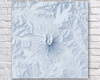 Mount St. Helens 3d shaded terrain poster
