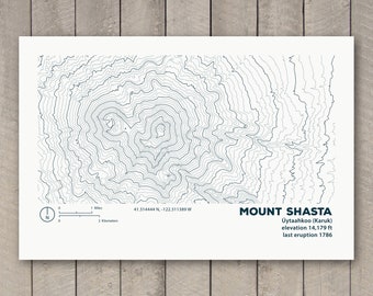 Mount Shasta Topographic Map Print