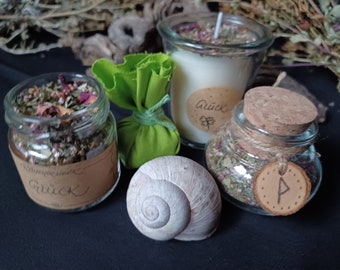 Lucky set / votive candle / luck / incense / mojo bag / plant spirit / plant spirit jar / herbal magic