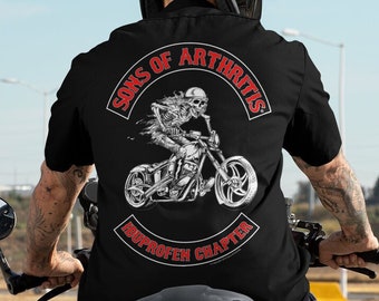 Sons Of Arthritis ® Ibuprofen Chapter | Funny Biker Shirt | Biker Shirt | Husband Dad Shirt | Father's Day Gift | Skeleton Biker