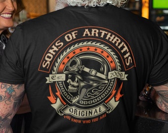 Sons Of Arthritis ® SCREAMER Chapter | Funny Biker Shirt | Biker Shirt | Husband Dad Shirt | Father's Day Gift | Skeleton Biker