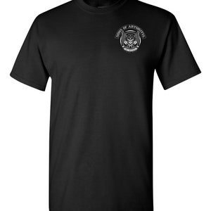 May include: Black t-shirt with a white graphic of a skull with wings and the text "Sons of Arthritis The Originals".