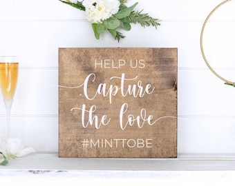 Help us capture the love sign decal • Wedding Sign Decal • Wedding Photo Hashtag Sign • Customized Wedding Sign • Wedding Hashtag Sign