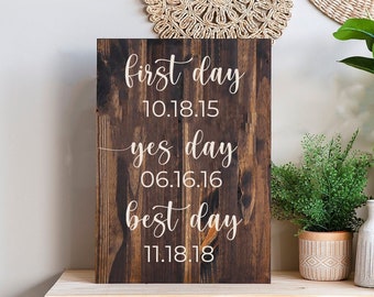 Home decor sign DECAL // first day, best day, yes day sign decal // dates sign decal // custom home decor decal // wedding date sign decal