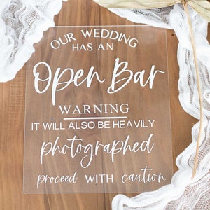 Our Wedding Has An Open Bar Sign Decal • Wedding Sign Decal • DIY Acrylic Sign • Wedding Bar Sign • Open Bar Wedding Sign