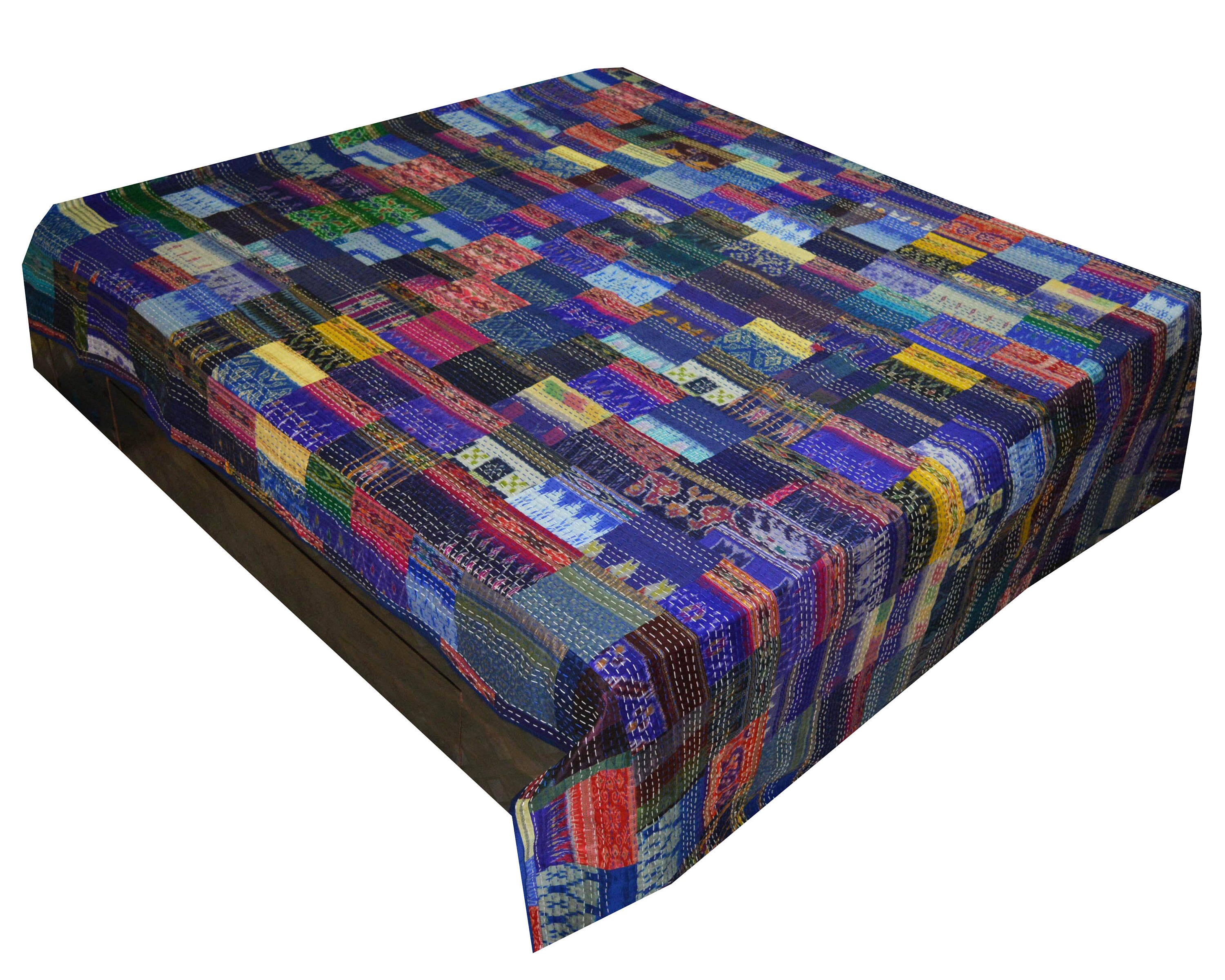 Queen Size Handmade Quilt Vintage Patchwork Silk Sari Quilt Etsy