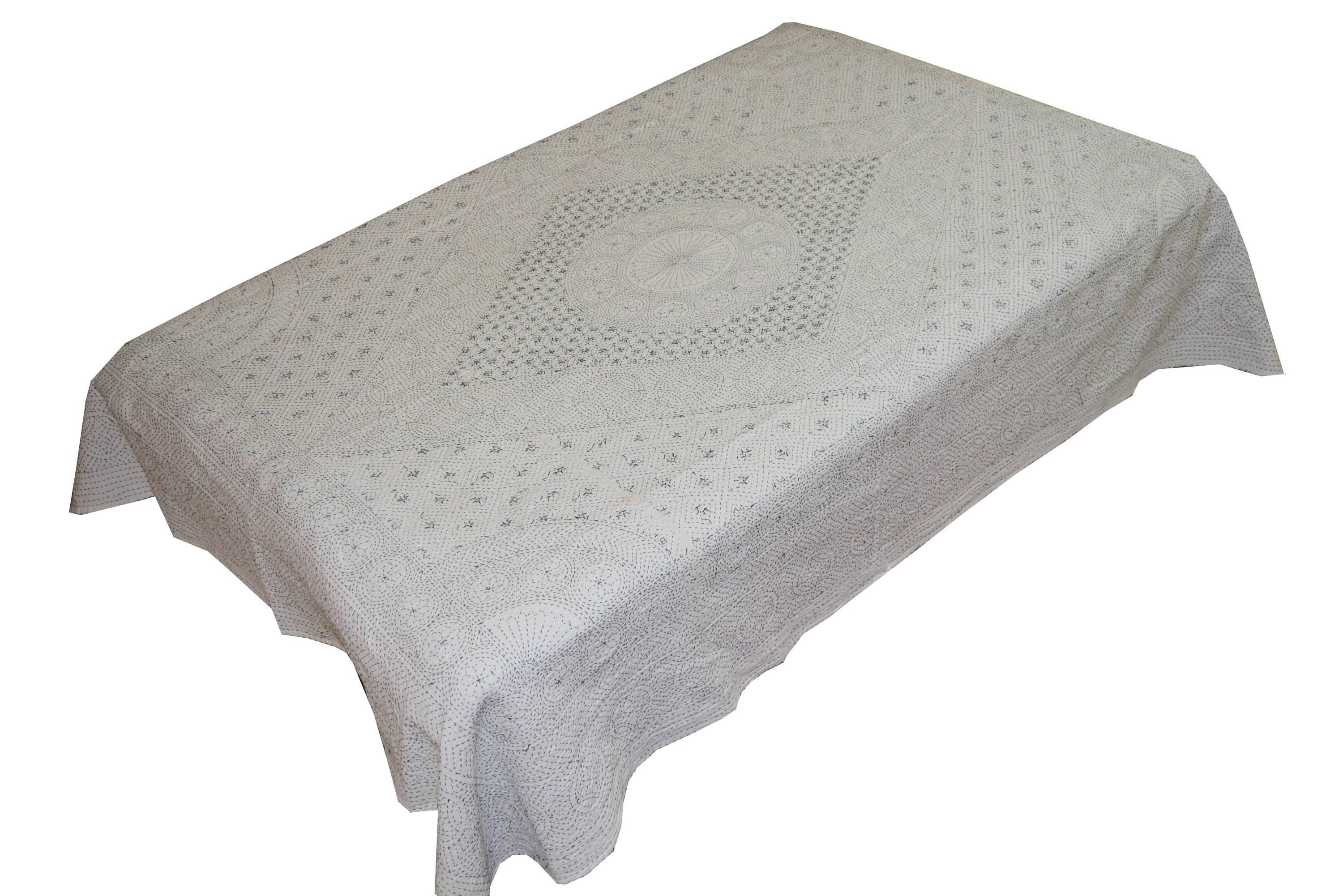 Stunning White Queen Size Kantha Quilt Handmade Bedcover Etsy