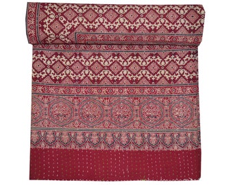 Queen size Kantha Quilt Vintage Indian Art Handmade hand block print 100% Cotton Kantha Bed-cover Bedspread Blanket Coverlet Bed sheet