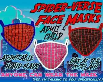 Adult & Child- Spiderverse Face Masks- Reusable, Adjustable, Handmade