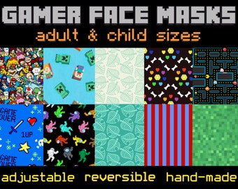 Adult & Child- Gamer Face Masks- Reusable, Adjustable and Non-adjustable, Handmade