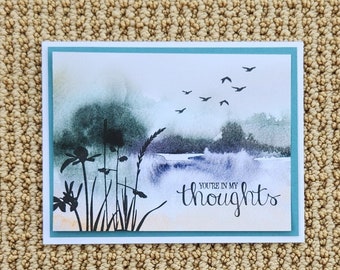 CARD KIT Handmade All Occasion Thinking of You, Get Well, Happy Birthday Landscape 4 Greeting Cards With Envelopes DIY