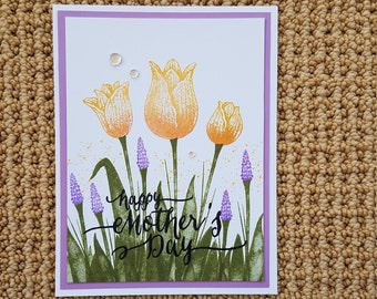 CARD KIT Mother's Day Tulips 4 Handmade Greeting Cards with Envelopes DIY