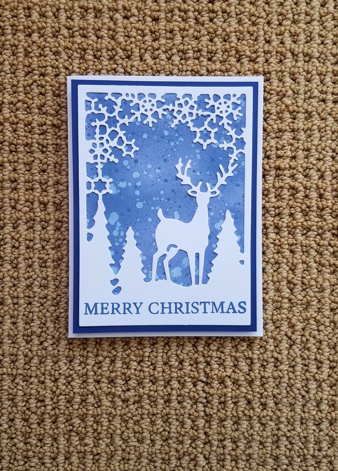 CARD KIT Handmade Christmas Deer in the Woods Landscape Scene 4 Cards ...