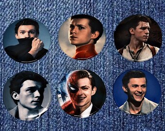 Paquete de insignias TOM HOLLAND - Tom Holland Pin - Botón de insignia de pin - relleno de medias - regalos de tom holland - ventilador de tom holland - pines de 25 mm