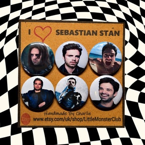 SEBASTIAN STAN Badge Pack - Sebastian Stan pin button - badges - bucky barnes - winter soldier - fangirl - sebastian stan gifts- Bucky pin
