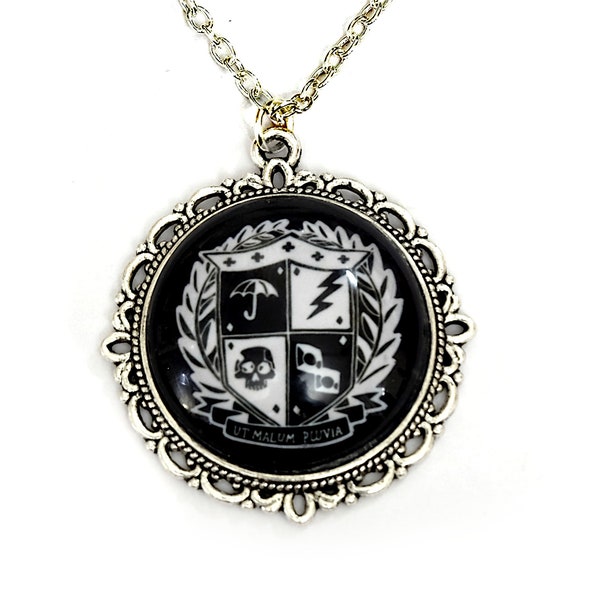 The Umbrella Academy Necklace Pendant  - Umbrella Academy crest - silver necklace - comic book - tv show