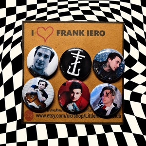FRANK IERO Pin Badge Pack - Band pins - band buttons - 1 inch badges - stocking filler - i love frank iero - frank iero gifts - band badges
