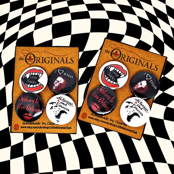 The Originals Badge Pack - pin badges - Klaus Mikaelson button - Elijah Mikaelson button - vampire diaries - tv show - christmas gift-