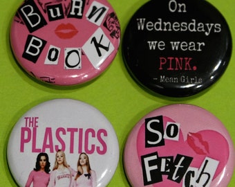 MEAN GIRLS Badge Pack on Wednesdays We Wear Pink Pin Button -  Sweden