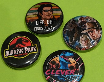 Pack de badges JURASSIC PARK - La vie trouve un chemin - badge dinosaure - épinglette Jurassic park - fille intelligente Jurassic park - bouton badge Jurassic World