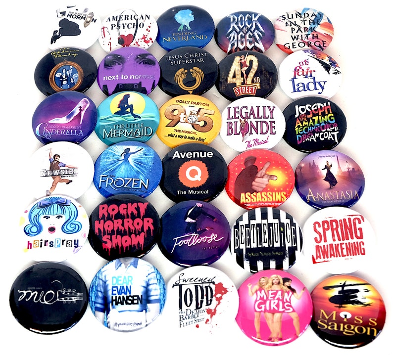 MUSICAL THEATRE Badge Pack musical theatre badges West End Broadway choose your own musical theater pin theatre gifts 25mm image 5