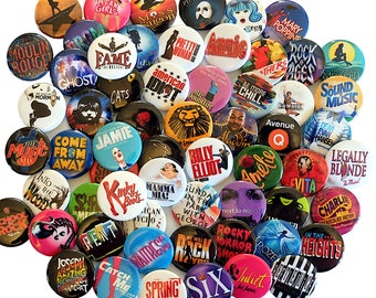MUSICAL THEATRE Badge Pack - musical theatre badges - West End - Broadway - choose your own - musical theater pin - theatre gifts - 25mm