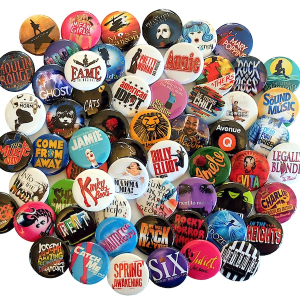 MUSICAL THEATRE Badge Pack - musical theatre badges - West End - Broadway - choose your own - musical theater pin - theatre gifts - 25mm