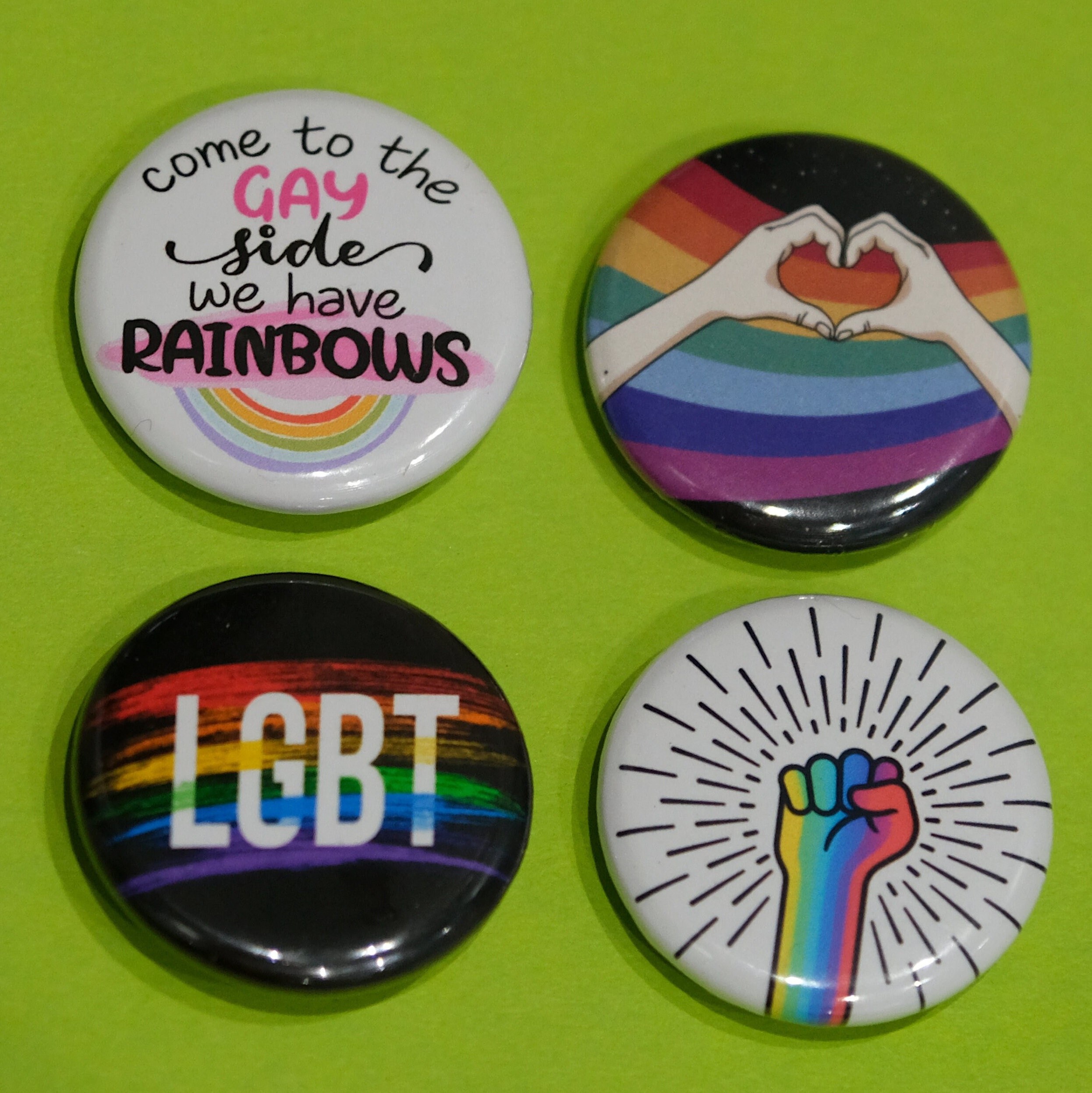 Size is 1inch/25mm diameter RAINBOW BADGE BUTTON PIN LGBT GAY PRIDE DIVERSITY PEACE by Pin It On 