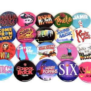 MUSICAL THEATRE Badge Pack musical theatre badges West End Broadway choose your own musical theater pin theatre gifts 25mm image 4