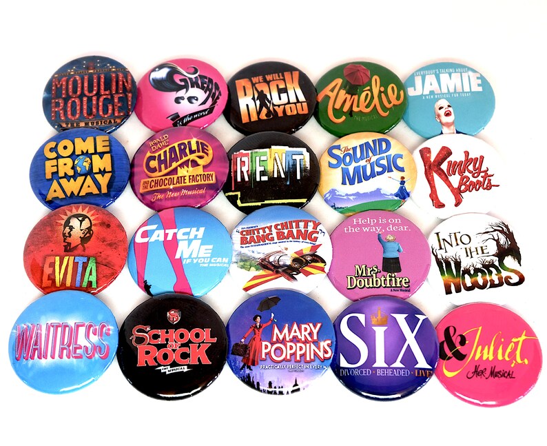 MUSICAL THEATRE Badge Pack musical theatre badges West End Broadway choose your own musical theater pin theatre gifts 25mm image 4