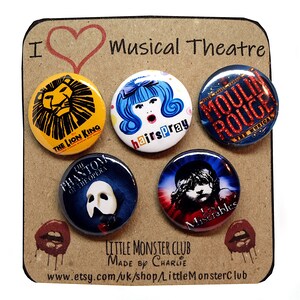 MUSICAL THEATRE Badge Pack musical theatre badges West End Broadway choose your own musical theater pin theatre gifts 25mm image 7