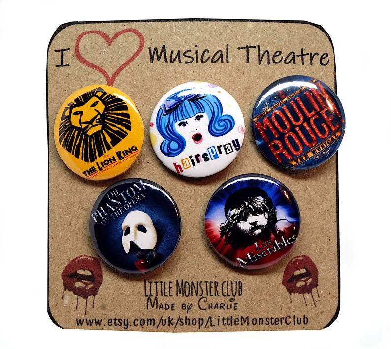 MUSICAL THEATRE Badge Pack musical theatre badges West End Broadway choose your own musical theater pin theatre gifts 25mm image 7