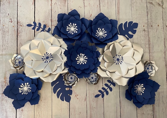Adiccion pereza carga Flores de papel azul y plata / flores de papel azul / fondos - Etsy España