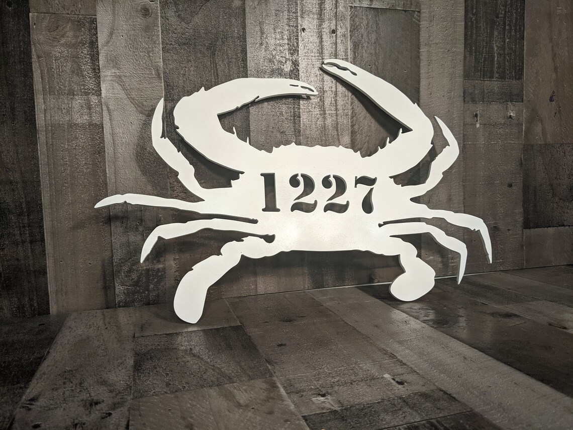 Blue Crab House Number Sign for front porch Address Sign Etsy