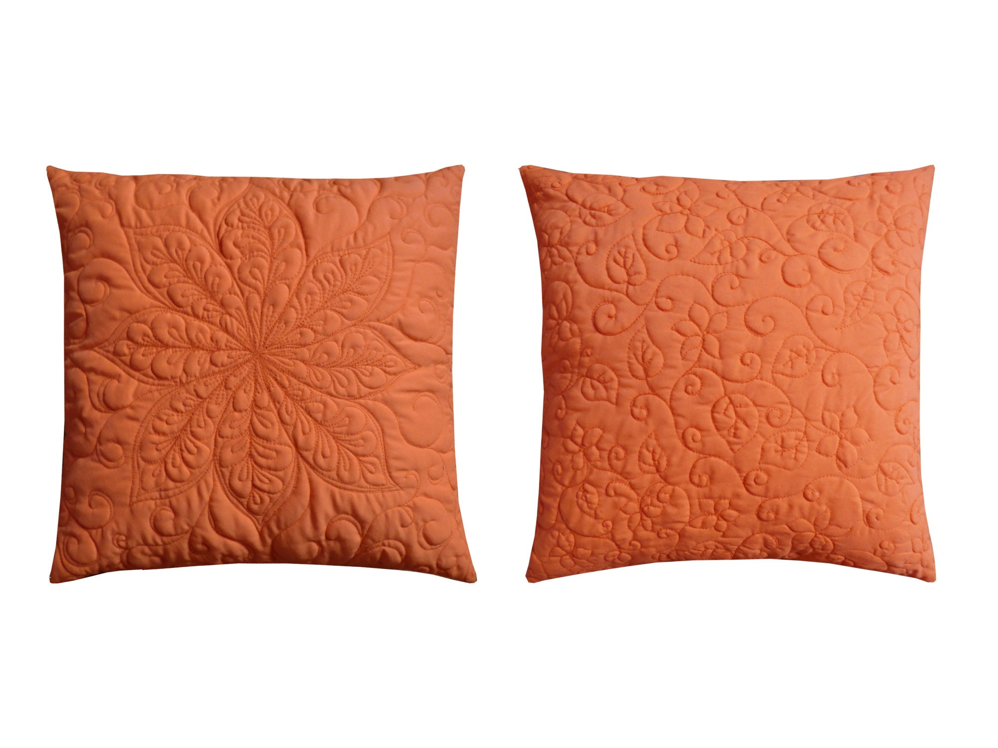 Accent bright orange quilted pillow cases 16x16 Etsy