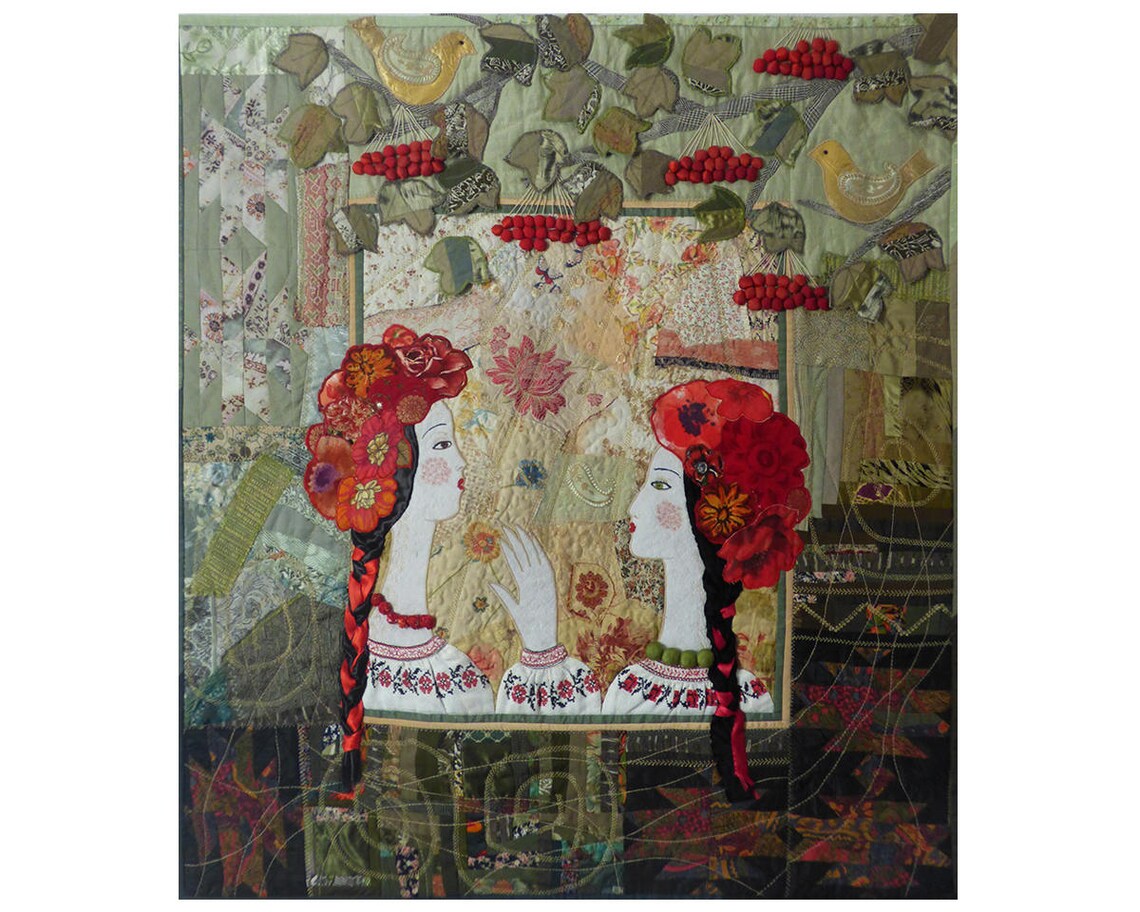 Large art quilt Ukrainian girl Ethnic 3D Textile wall hanging Etsy