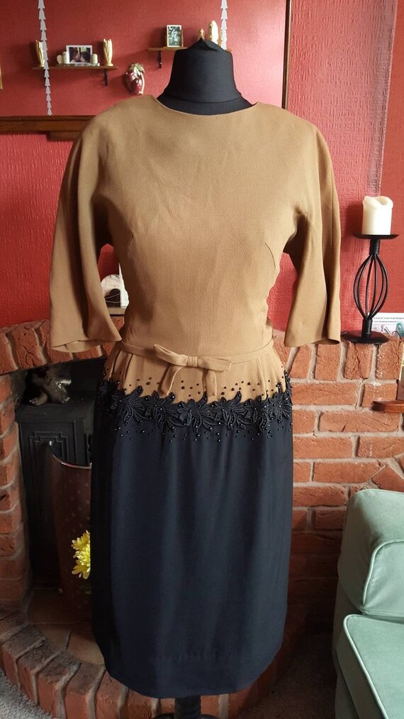 1950s crepe evening dress