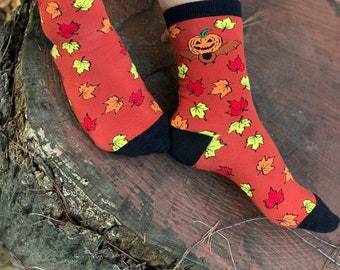 Pumpkin Bat Socks