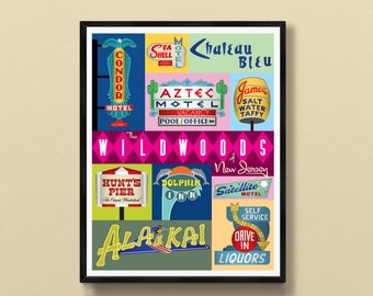 Wildwood NJ 11x14 inch art print | retro signs