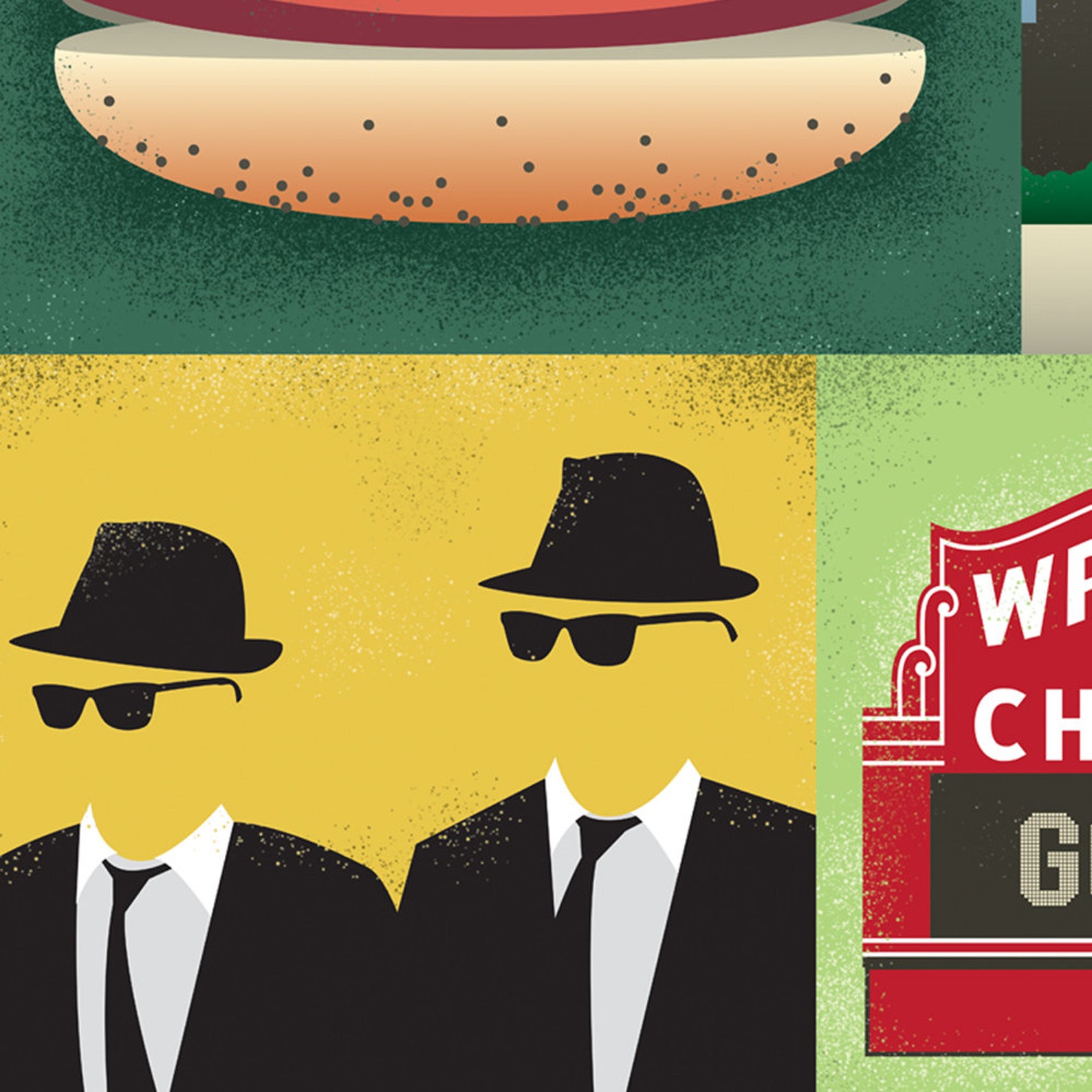 Wrigley Field Blues Brothers Chicago Print Chicago Travel Poster Illinois Gift Chicago Souvenir