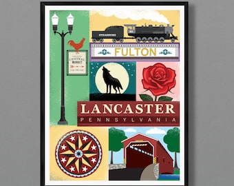 Lancaster County Pennsylvania 22x28 inch art print | Large format poster