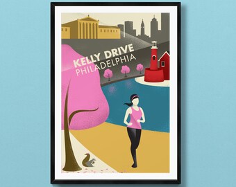 Philadelphia art | Kelly Drive print | Boathouse Row decor | Art Museum poster | Philly gift | Phila PA | large format art | Philly souvenir